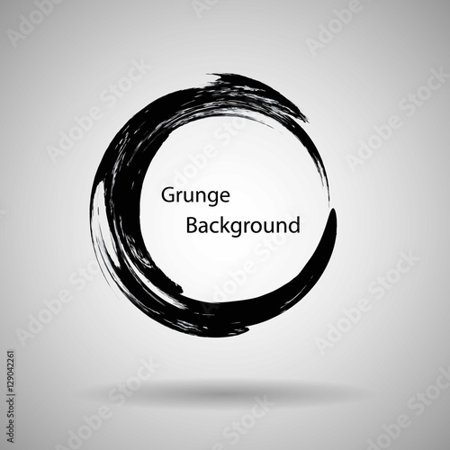 Hand drawn circle shape. label, logo design element. Brush abstract wave. Black enso zen symbol. Vector illustration