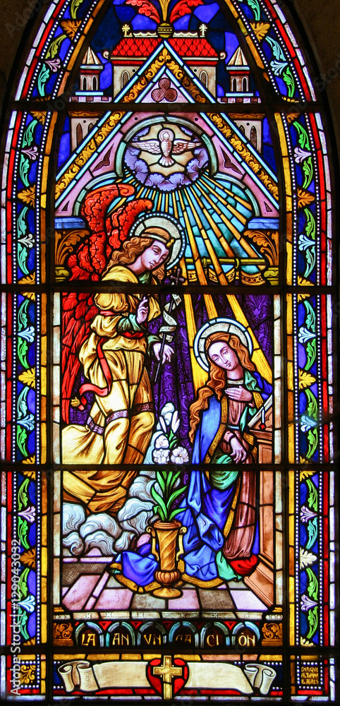 Stained glass in Bariloche - the Annunciation