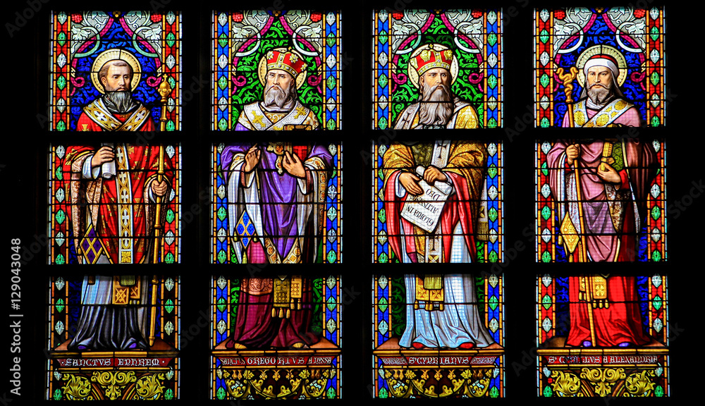 Latin Saints - Stained Glass Window in Den Bosch Cathedral Stock Photo |  Adobe Stock