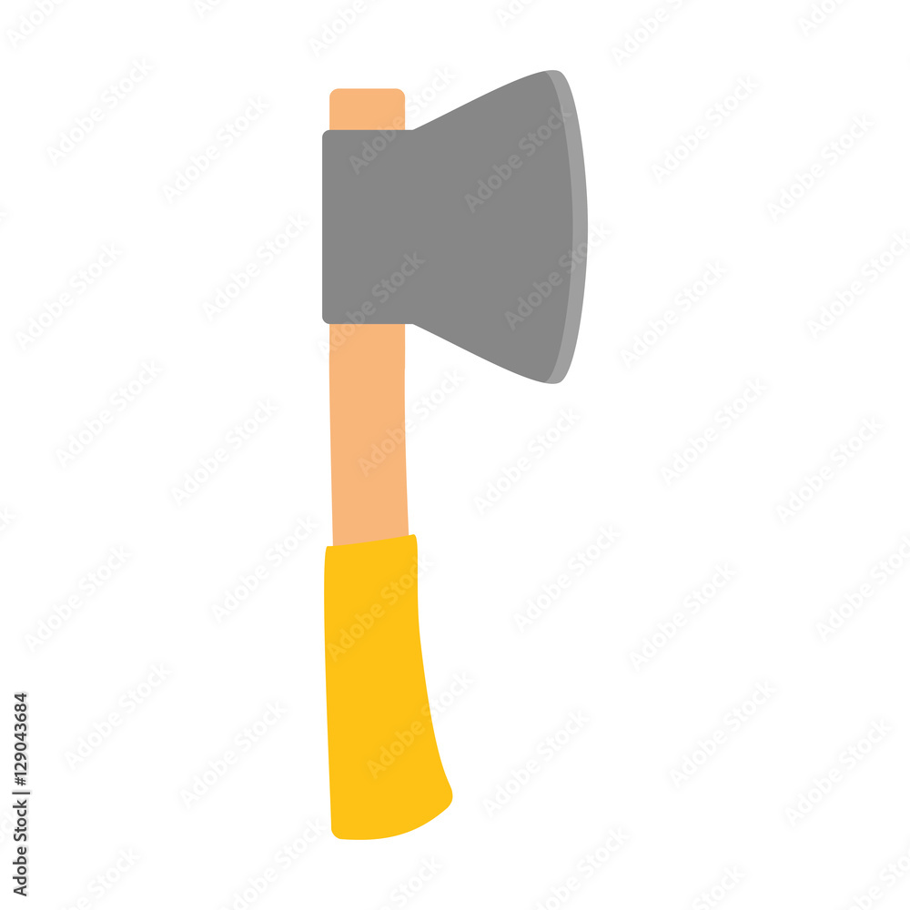 ax with yellow handle icon over white background. repairs tools design. vector illustration