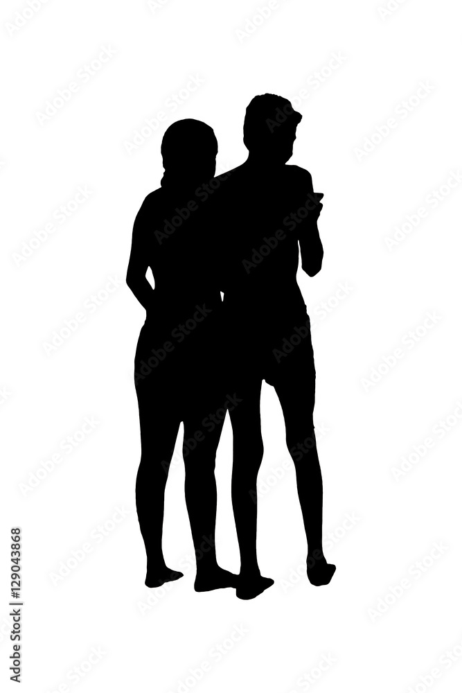 Back View Young Couple Silhouette