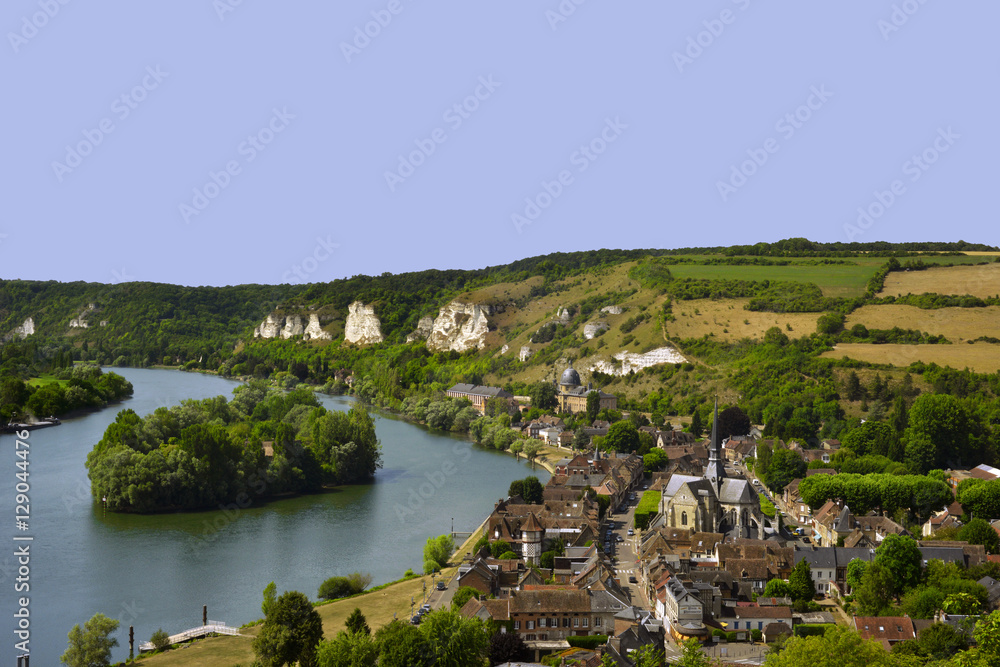 les Andelys (27700) et l'île du château, département de l'Eure en région Normandie, France