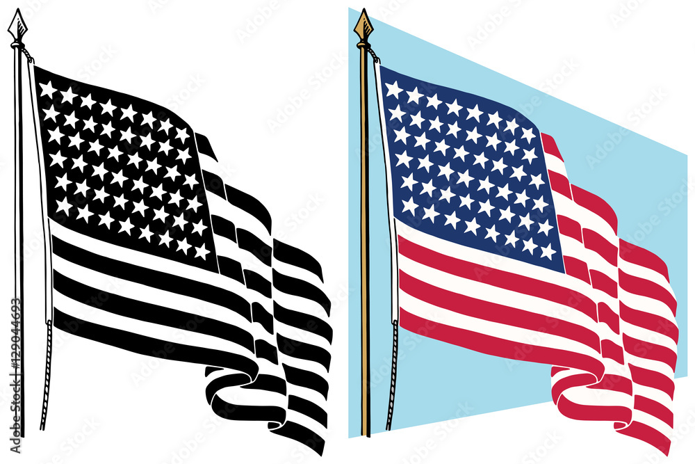 American Flag Waving In The Wind Stock Vector Adobe Stock American Flag Waving In The Wind Stock Vector Adobe Stock