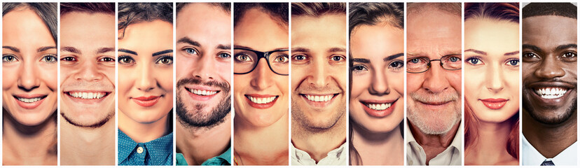 Smiling faces. Happy group of multiethnic people men and women