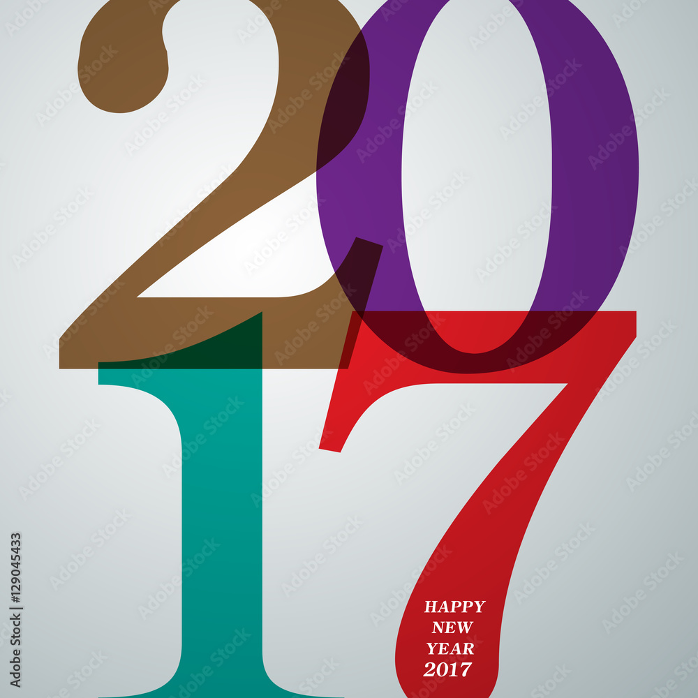 Happy new 2017 year. Greetings card. Colorful design. Vector ill Happy new 2017 year. Greetings card. Colorful design. Vector ill