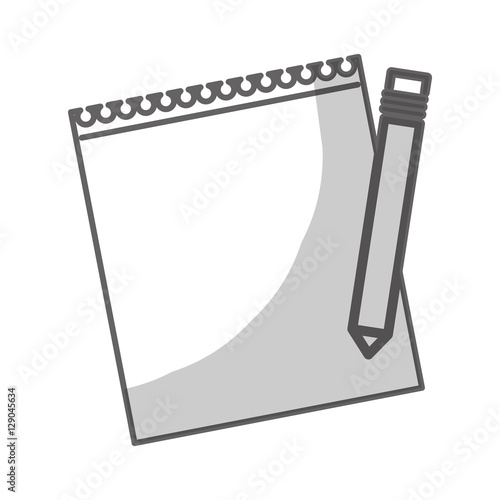 notepad with pencil icon over white background. vector illustration
