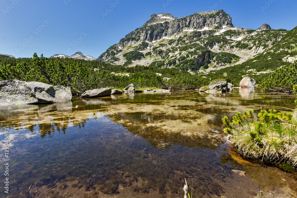 Summer view of Dzhangal peak and Banski lakes, Pirin Mountain, Bulgaria