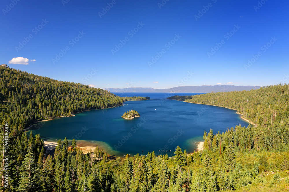 Emerald Bay at Lake Tahoe with Fannette Island, California, USA