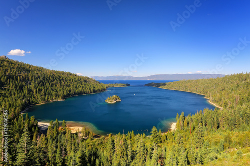 Emerald Bay at Lake Tahoe with Fannette Island  California  USA