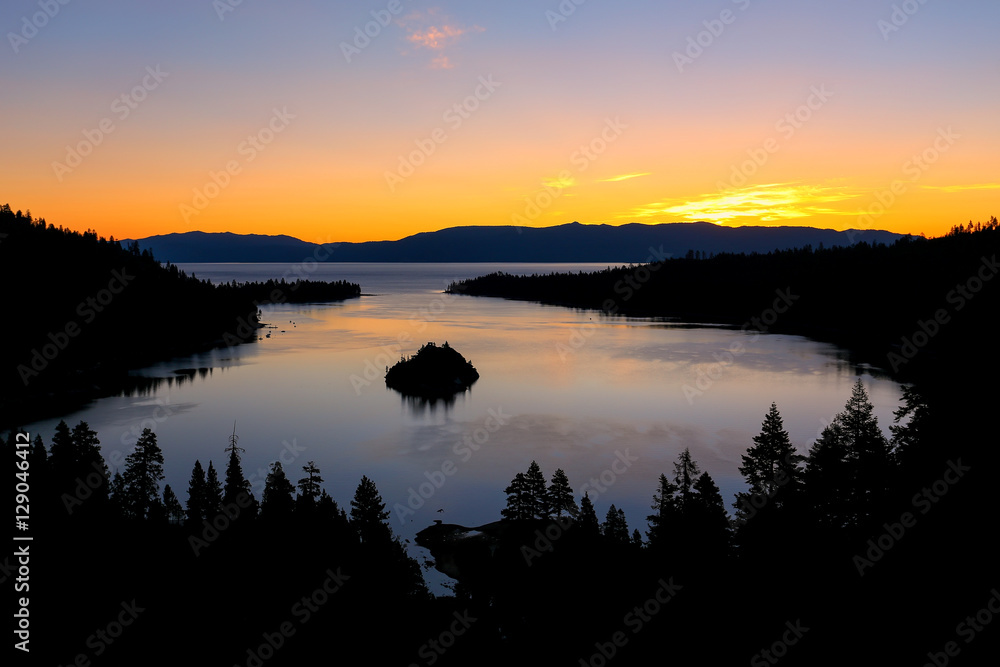 Fototapeta premium Sunrise over Emerald Bay at Lake Tahoe, California, USA.