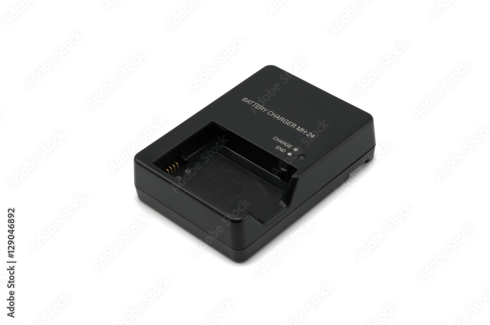 Battery charger black paste on a white background Battery charger black paste on a white background