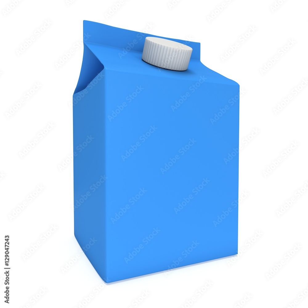 Milk or juice box with lid. Retail package mockup. 3d render illustration isolated on white. Milk or juice box with lid. Retail package mockup. 3d render illustration isolated on white.