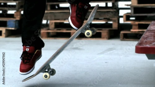 Skateboard Ollie with Red Shoes 1000fps