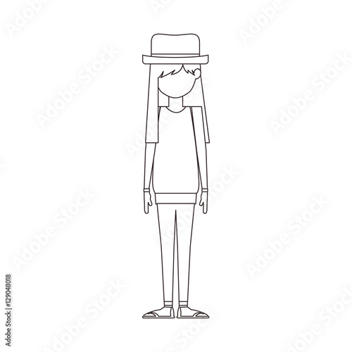 Girl with hat icon. Female avatar person people and human theme. Isolated design. Vector illustration
