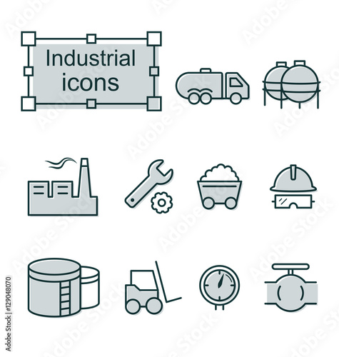 Thin line icons set, Linear symbols set, Industrial