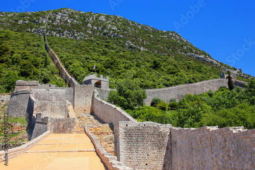 Defensive walls of Ston town, Peljesac Peninsula, Croatia photo