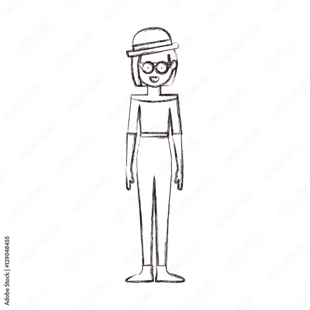 Hipster girl icon. Female avatar person people and human theme. Isolated design. Vector illustration