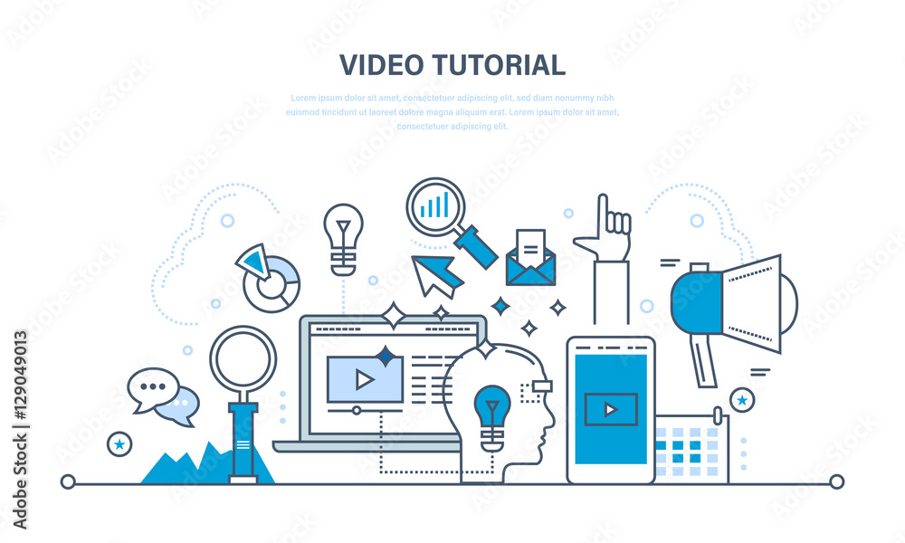 Concept of illustration - information technology, promo, media, learning and education. Concept of illustration - information technology, promo, media, learning and education.
