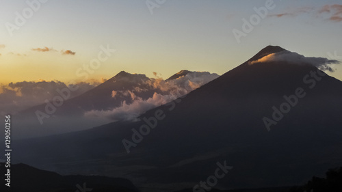 Mountains outside Guatemala City at sunset from Volcano Pacaya