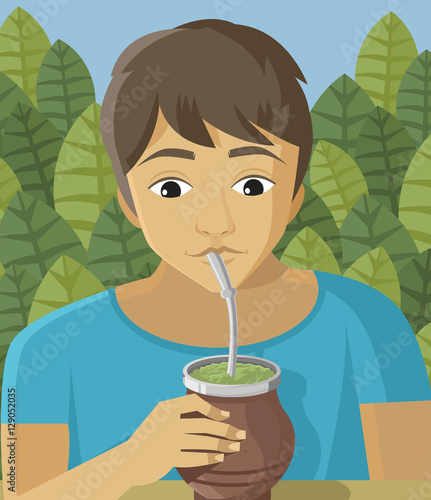 man drinking hot beverage yerba mate