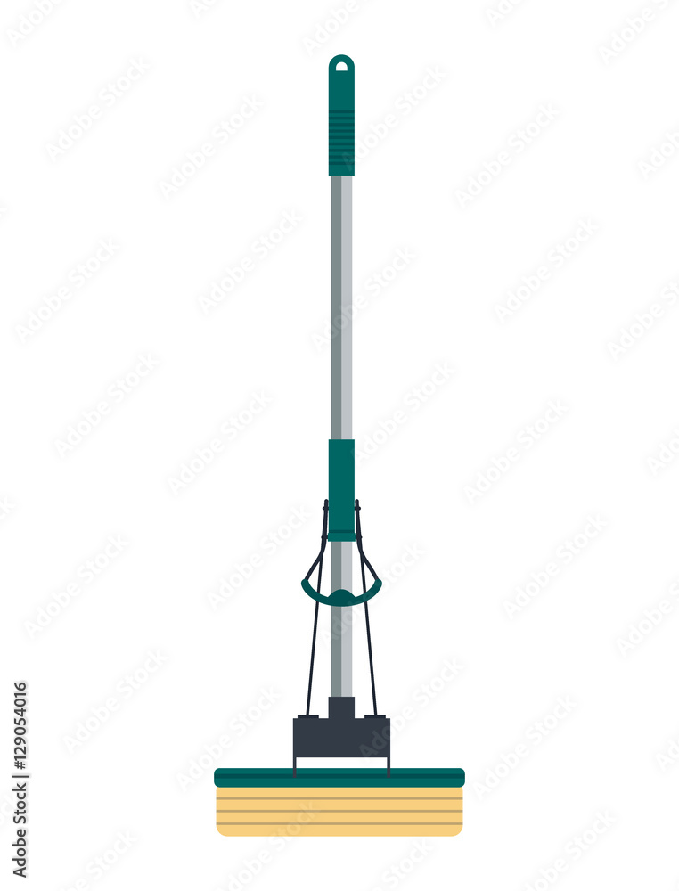 Flat mop icon logo isolated on white background. Floor clean object, household equipment tool. Cleaning service vector stock illustration Flat mop icon logo isolated on white background. Floor clean object, household equipment tool. Cleaning service vector stock illustration