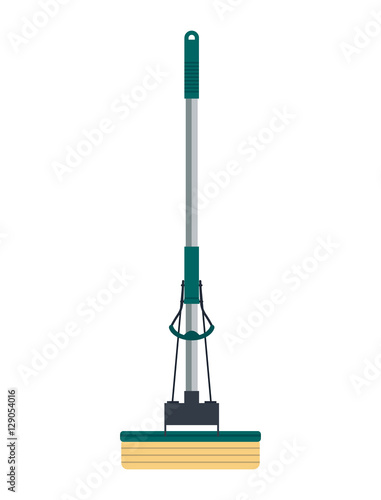 Flat mop icon logo isolated on white background. Floor clean object, household equipment tool. Cleaning service vector stock illustration