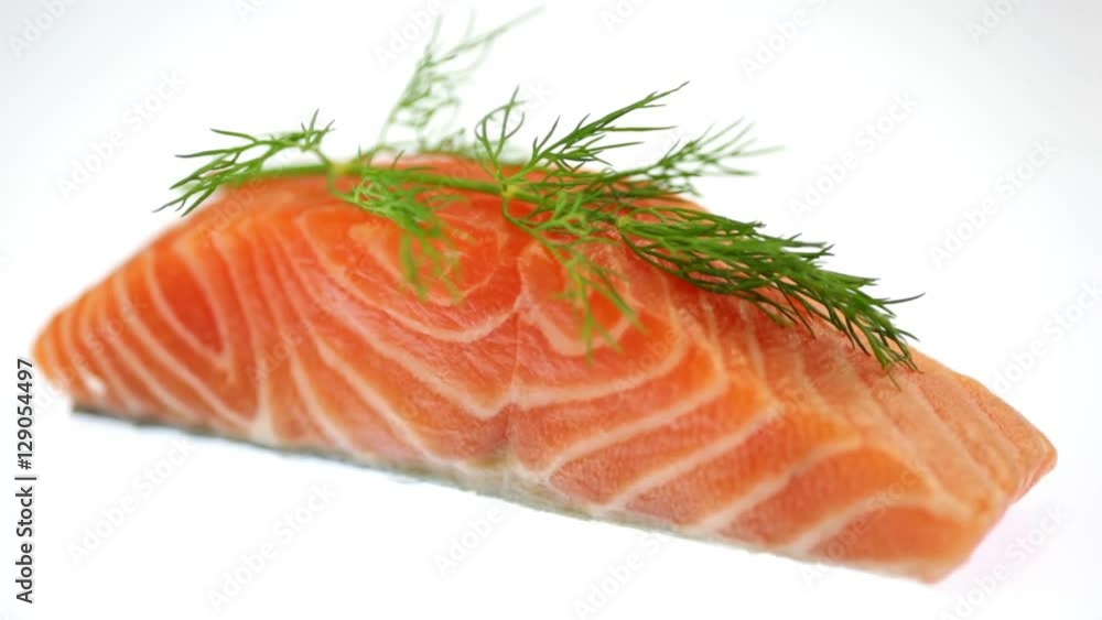 Petite Raw Salmon Filet with Dill Garnish. Trimmed to sushi grade. Petite Raw Salmon Filet with Dill Garnish. Trimmed to sushi grade.