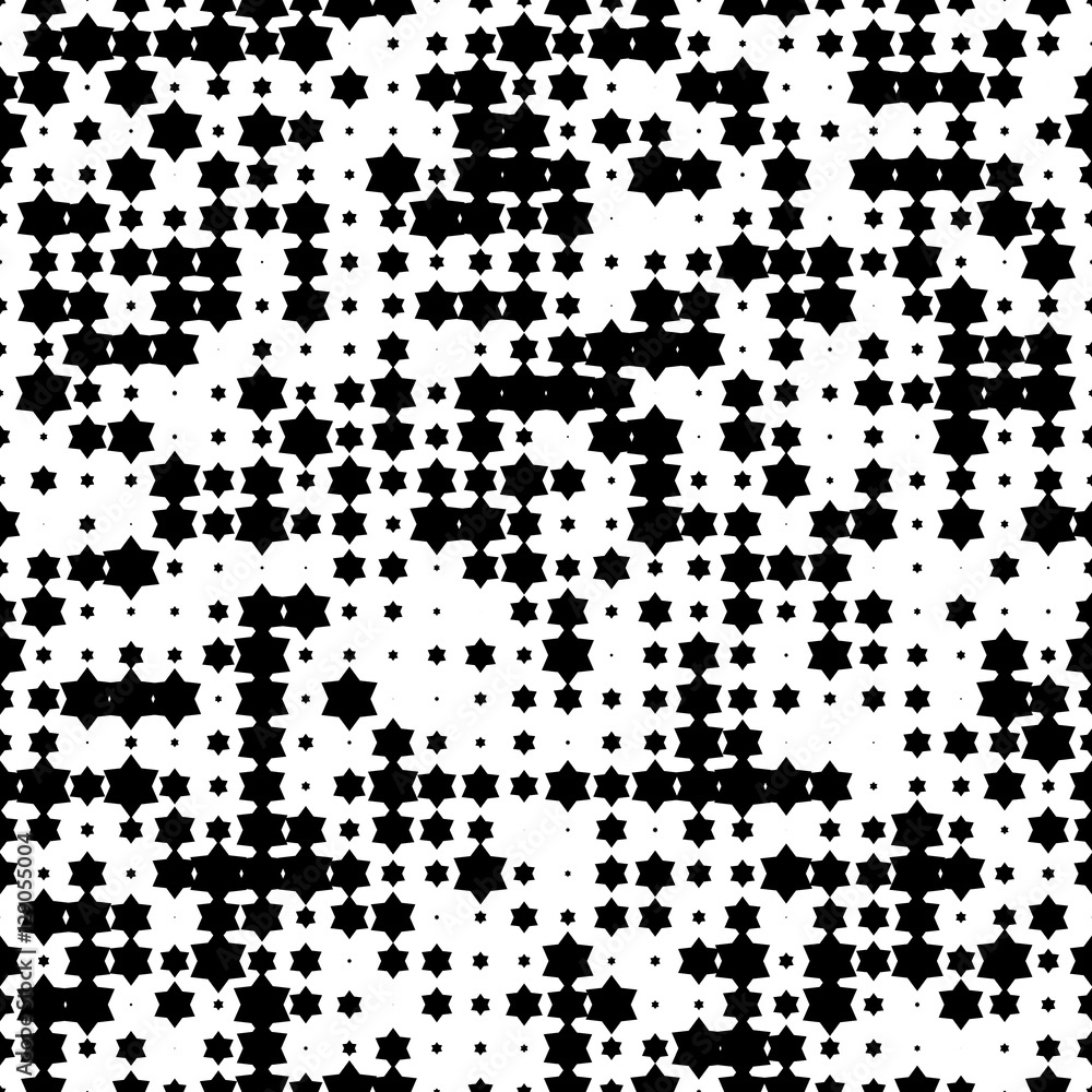 Seamless Abstract dotted background. Halftone effect illustration. Black Jewish stars on white background. Seamless Abstract dotted background. Halftone effect illustration. Black Jewish stars on white background.