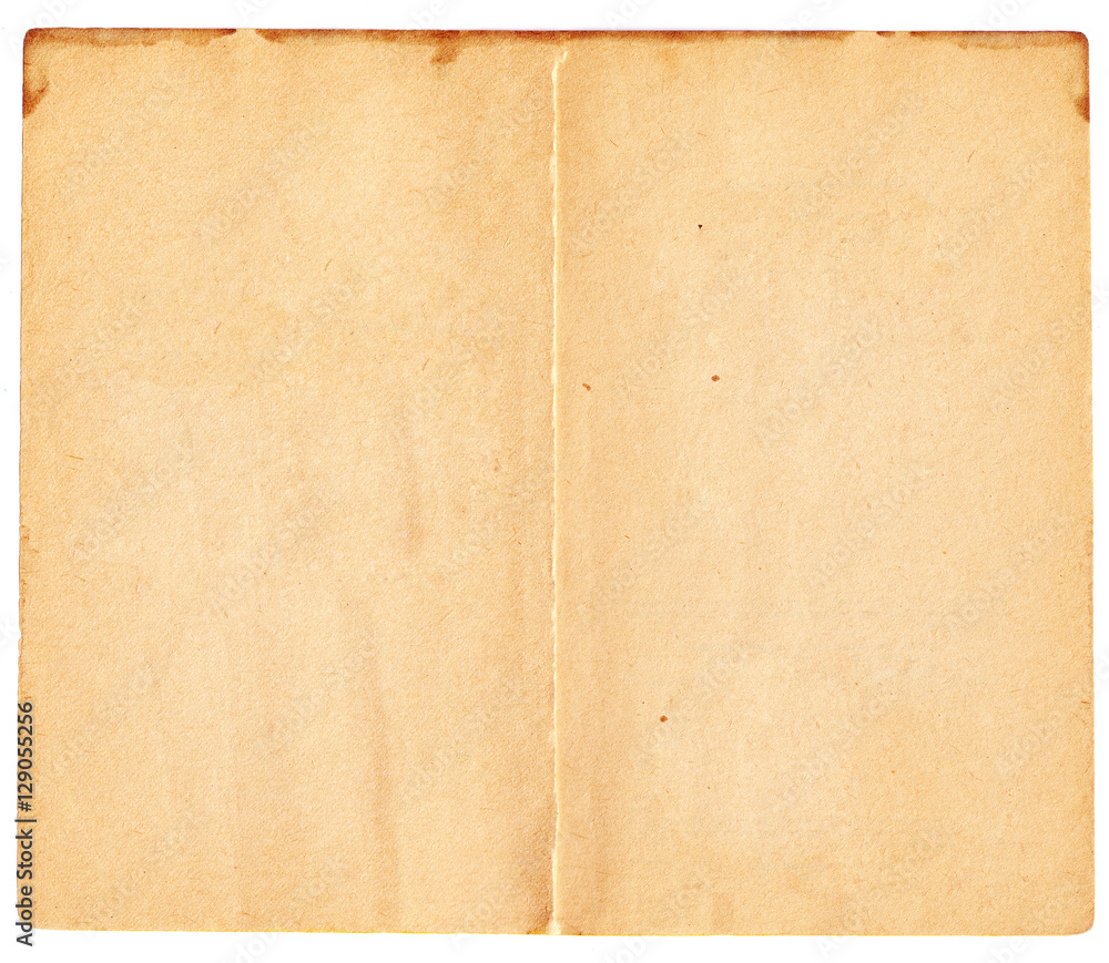 Blank book pages. Old, faded and tattered paper background.