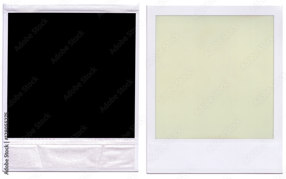 Black polaroid border frame front and back. - obrazy, fototapety, plakaty 