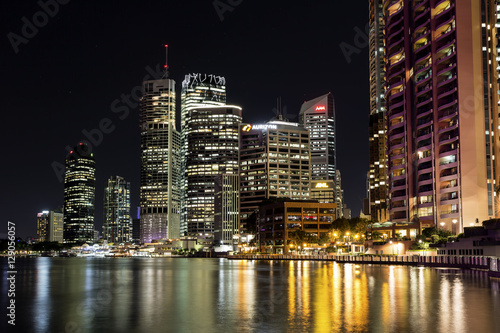 Brisbane cityscape by night on the Brisbane river