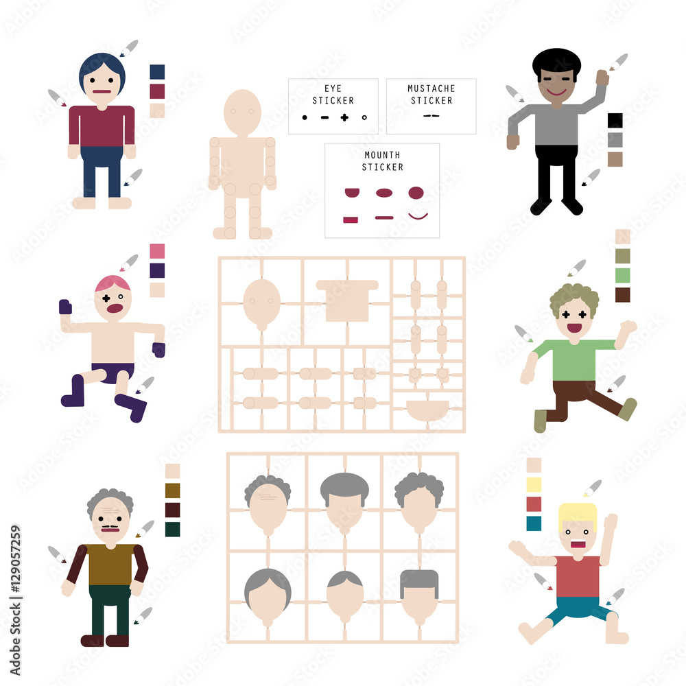 flat character body part vector for editable flat character body part vector for editable