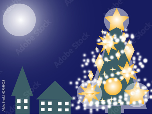 夜空を煌めくツリー