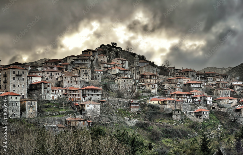 View of Dimitsana, a mountain village in Greece
