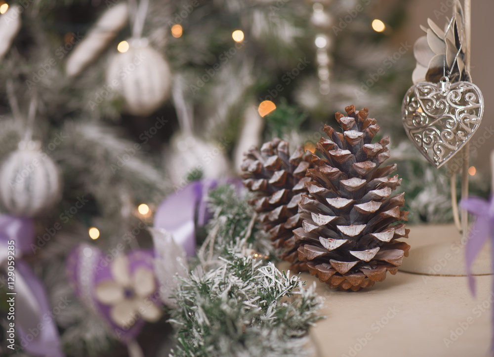 Cones and Christmas decorations Cones and Christmas decorations