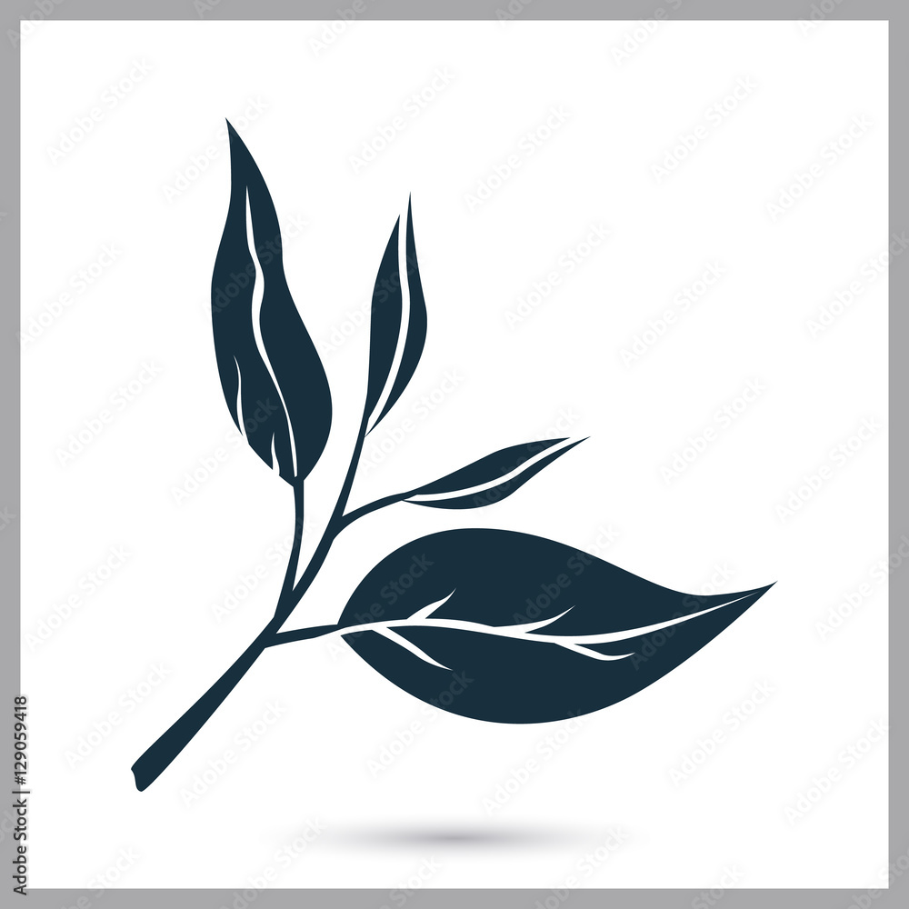 Tea leafs icon. Simple design for web and mobile