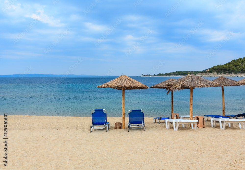 Summer morning beach (Chalkidiki, Greece).
