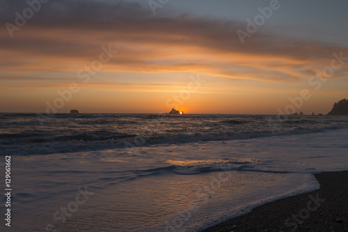 Sunset from Rialto Beach in Olympic National Park  Washington.