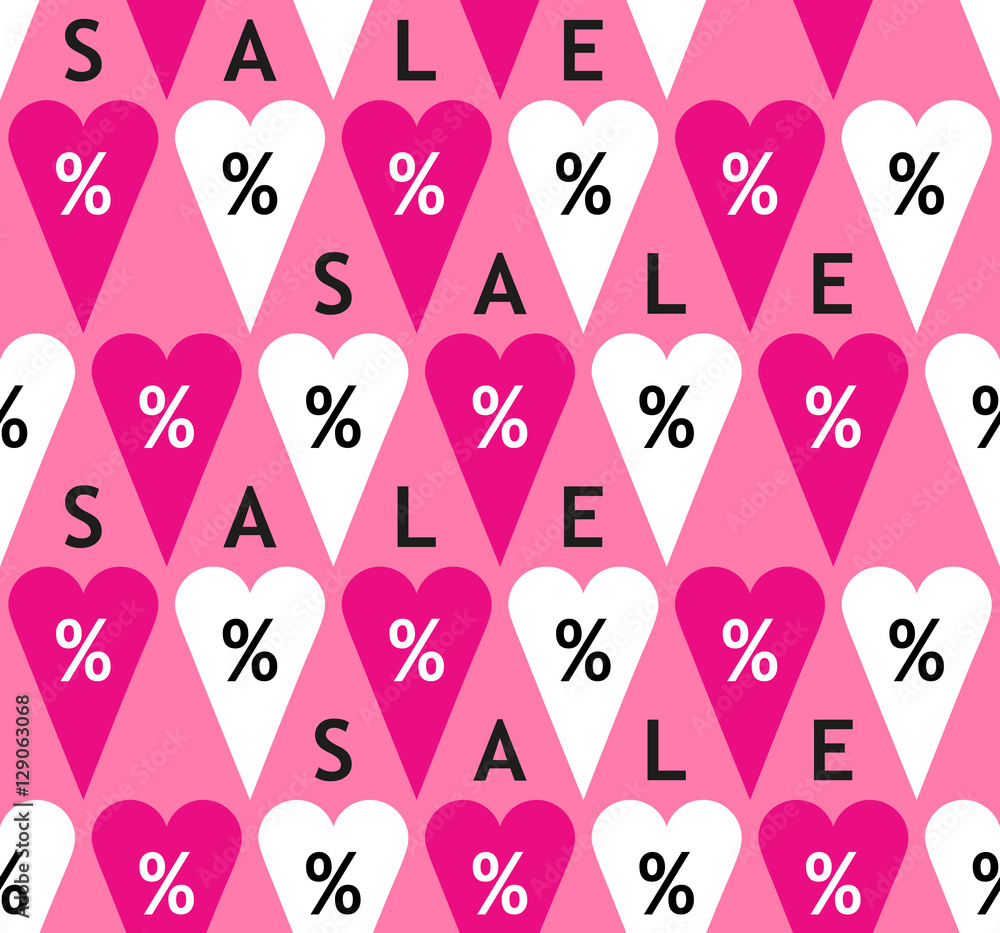 Eye catching Valentine's Day Sale seamless pattern with percent symbols Eye catching Valentine's Day Sale seamless pattern with percent symbols