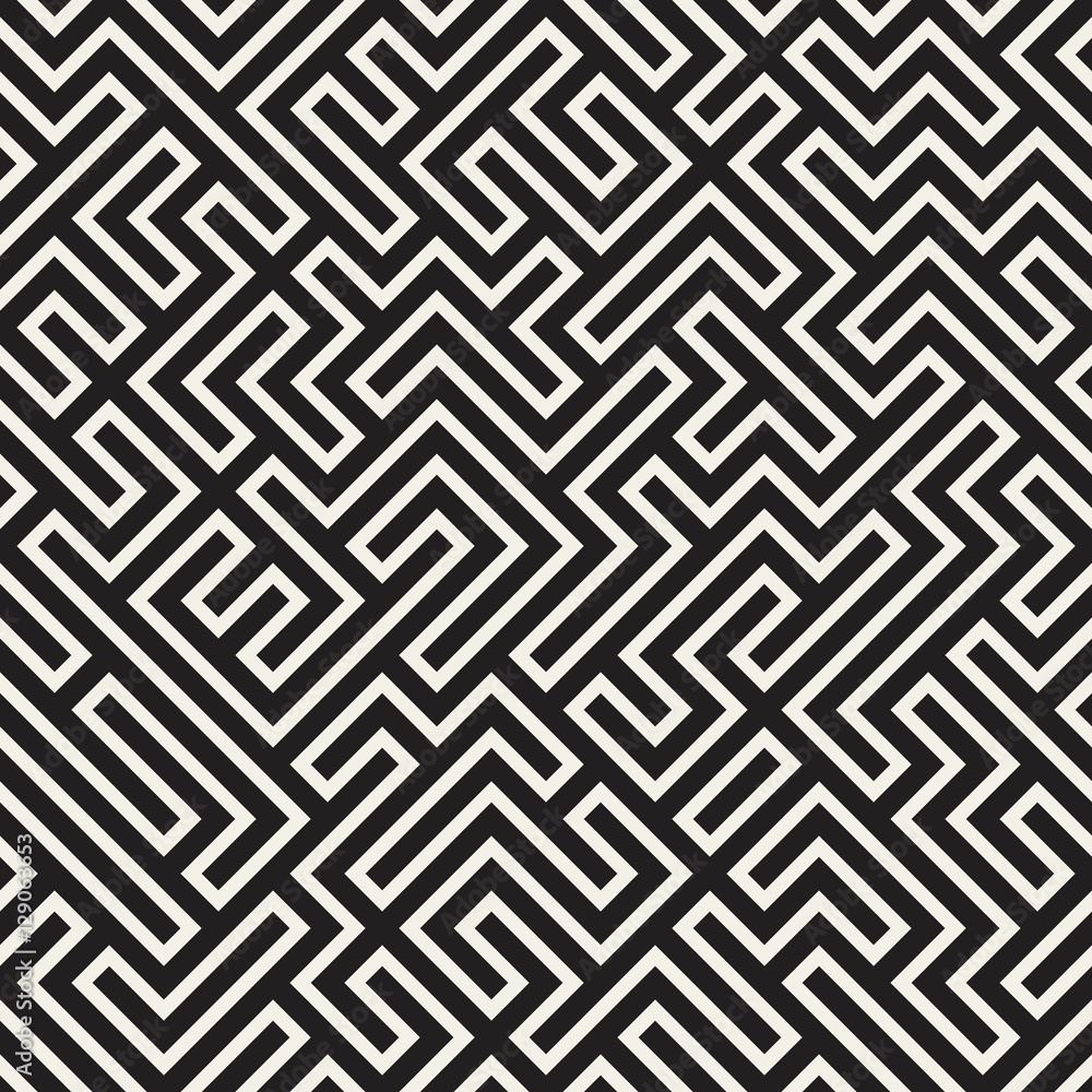 Irregular Mazy Lines. Vector Seamless Black and White Pattern. Irregular Mazy Lines. Vector Seamless Black and White Pattern.