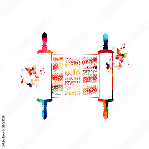 Photo Colorful Torah scroll vector illustration