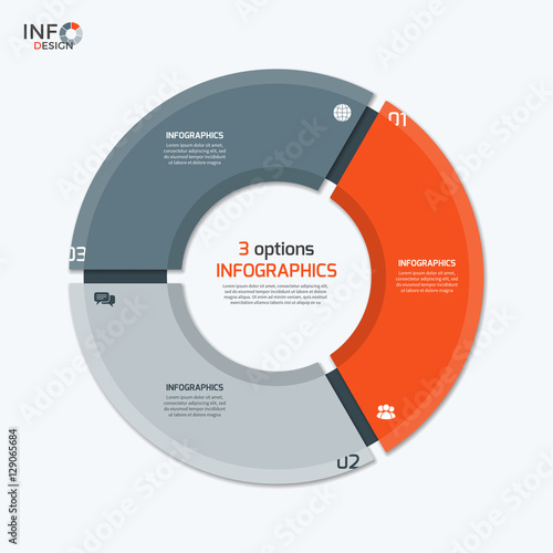 Vector circle chart infographic template with 3 options