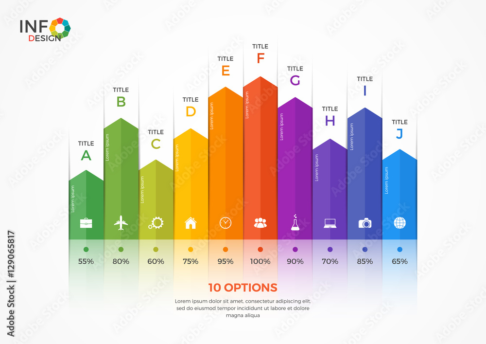 Column chart infographic template with 10 options