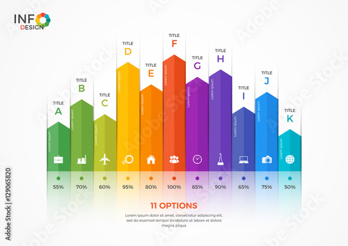 Column chart infographic template with 11 options