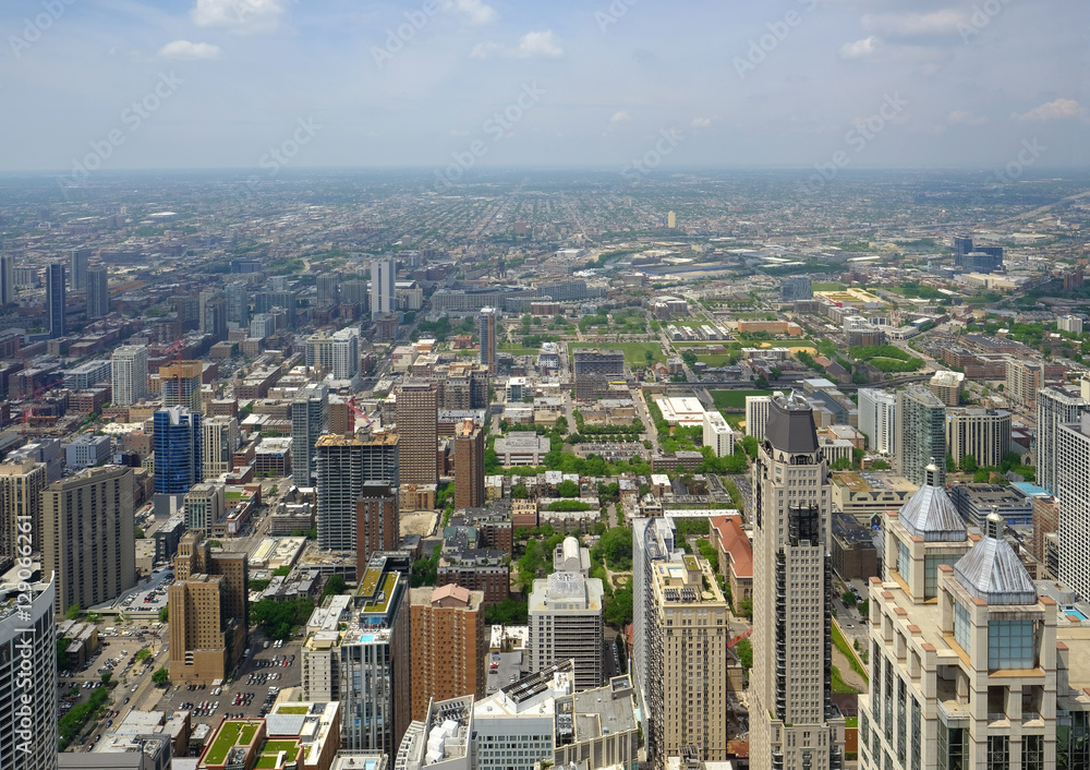 Chicago skyline aerial view