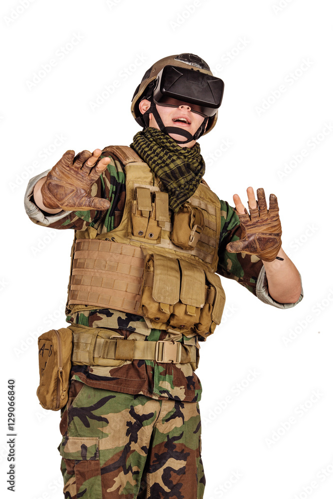 soldier wearing virtual reality glasses soldier wearing virtual reality glasses