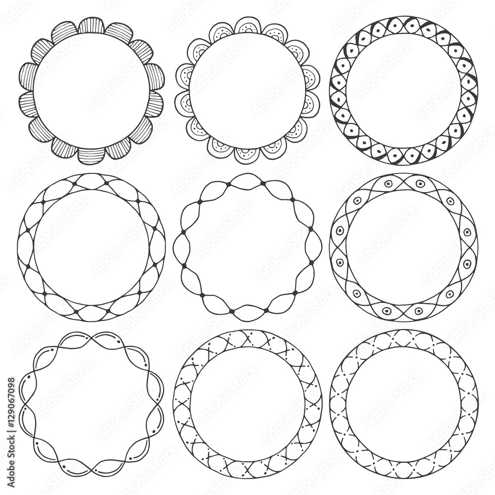 hand drawn round frames, circle ornaments