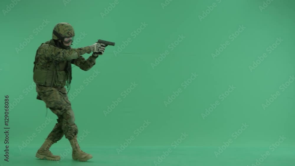 combatant targeting at the green screen back ground