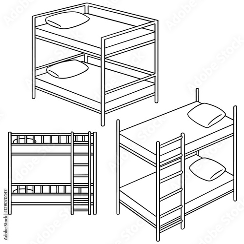 vector set of bunk bed