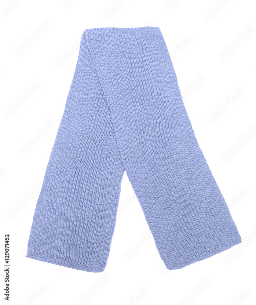 blue knitted scarf isolated on white blue knitted scarf isolated on white